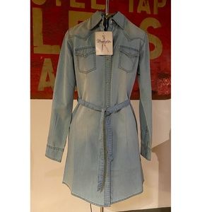 Wrangler NWT Denim Pearl Snap Shirt Dress - SMALL